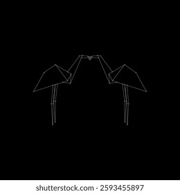 Pair Flamingo Polygonal Lines, can use for Logo, Pictogram, Aquatic Animal Figure, Website, Apps, or Graphic Design Element. Vector Illustration