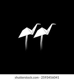 Pair Flamingo Form Inspiriert von Origami Form, kann für Logo, Piktogramm, gefährdete Tiere Figur, Website, Apps oder Grafik-Design-Element verwenden. Vektorgrafik