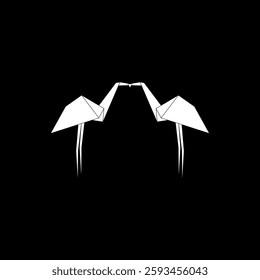 Par de forma de flamenco inspirado en la forma de Origami, se puede utilizar para el logotipo, pictograma, figura de animales en peligro de extinción, Sitio web, App o elemento de Diseño gráfico. Ilustración vectorial