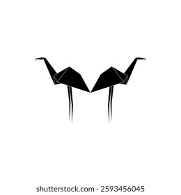 Pair Flamingo Form Inspiriert von Origami Form, kann für Logo, Piktogramm, gefährdete Tiere Figur, Website, Apps oder Grafik-Design-Element verwenden. Vektorgrafik