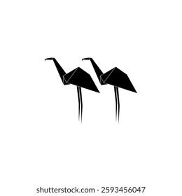 Pair Flamingo Form Inspiriert von Origami Form, kann für Logo, Piktogramm, gefährdete Tiere Figur, Website, Apps oder Grafik-Design-Element verwenden. Vektorgrafik