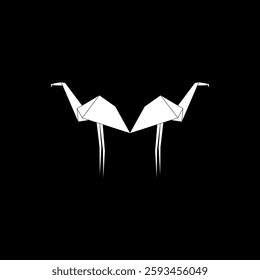 Pair Flamingo Form Inspiriert von Origami Form, kann für Logo, Piktogramm, gefährdete Tiere Figur, Website, Apps oder Grafik-Design-Element verwenden. Vektorgrafik