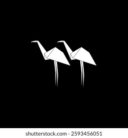 Pair Flamingo Form Inspiriert von Origami Form, kann für Logo, Piktogramm, gefährdete Tiere Figur, Website, Apps oder Grafik-Design-Element verwenden. Vektorgrafik