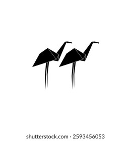 Pair Flamingo Form Inspiriert von Origami Form, kann für Logo, Piktogramm, gefährdete Tiere Figur, Website, Apps oder Grafik-Design-Element verwenden. Vektorgrafik