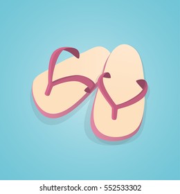 Pair of Flip flops Beach slippers.vector illustration.