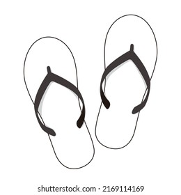 A pair of flip flops in black and white - vector illustration isolated on white background