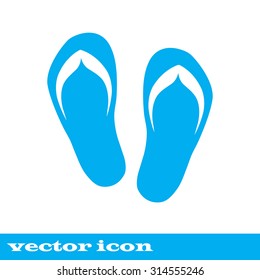 Pair of flip flops. blue icon.