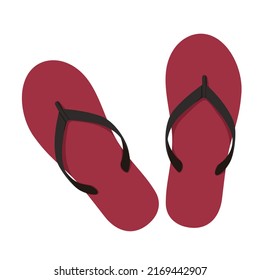 ein Paar Flip-Flops auf dunkrot und schwarz - Vektorgrafik einzeln auf weißem Hintergrund