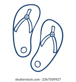 Pair of flip flops. Hand drawn vector illustration