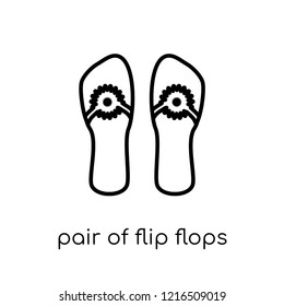 pair of flip flops icon. Trendy modern flat linear vector pair of flip flops icon on white background from thin line Summer collection, outline vector illustration