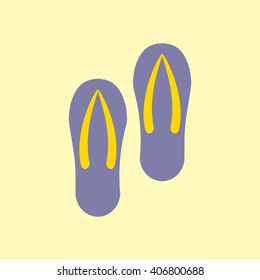Pair of flip flops isolated on a yellow background. Vector illustration.