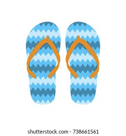 Pair of flip flops, isolated on white background. Vector illustration. Colored flip flops in flat design.