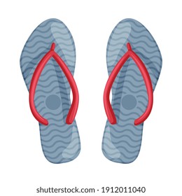 Pair of Flip Flops as Summer Footwear and Travel and Tourism Attribute Vector Illustration