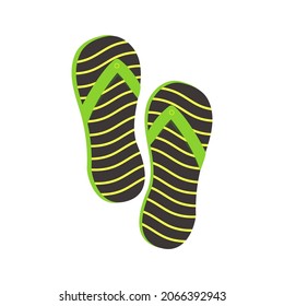 Pair Of Flip Flops, Summer Time Vacation Attribute, Slippers, Shoes. Vector Illustration Isolated On White Background