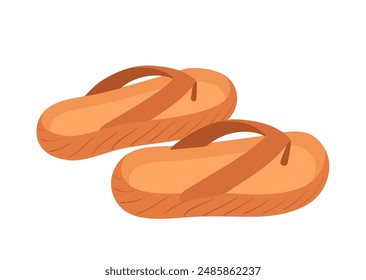 Pair of flipflop slippers for woman, fashionable foot wear shop assortment vector illustration