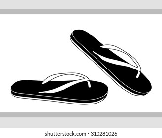 Pair of flip-flops isolated on a white background. Vector illustration.