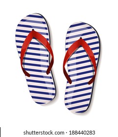Pair of flip-flops on white background. Vector illustration.