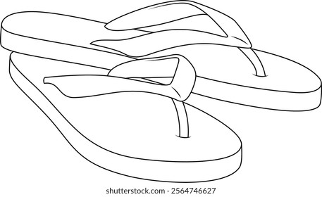 a pair of flip-flops with simple, clean lines, showcasing their typical Y-shaped straps and flat soles, commonly associated with casual, beach, or summer footwear