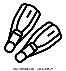 Pair of flippers line icon, nautical concept, diving fins sign on white background, flipper for underwater swimming icon in outline style for mobile concept and web design. Vector graphics