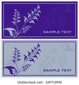 Pair of floral invitation cards designed in blue - horizontal exposure 