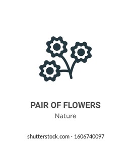 Pair of flowers glyph icon vector on white background. Flat vector pair of flowers icon symbol sign from modern nature collection for mobile concept and web apps design.