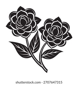 Par de flores entrelazadas icono de Vector de silueta