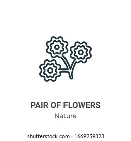 Pair of flowers outline vector icon. Thin line black pair of flowers icon, flat vector simple element illustration from editable nature concept isolated stroke on white background
