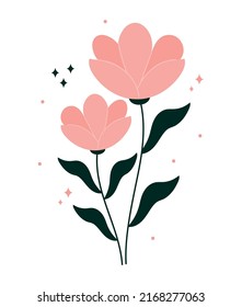 pair of flowers over white