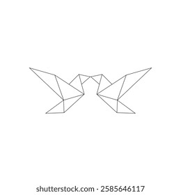 Pair Flying Bird Polygonal Lines, can use for Logo, Pictogram, Aves Figure, Website, Apps, or Graphic Design Element. Vector Illustration