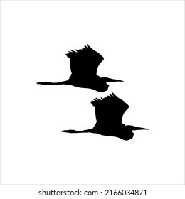 Pair of the Flying Stork (Bird-Ciconiidae) Silhouette. Vector Illustration