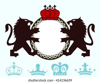 Pair fo Loins and crown Emblem  - additional crown choices 