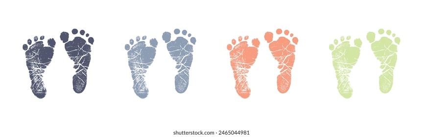 a pair of foot printing color isolated white background