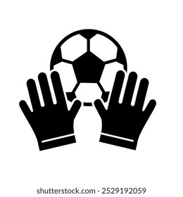 um par de luvas de goleiro de futebol e ícone de bola clip art isolado em branco fundo vetor ilustração. pegar bola ilustração silhueta