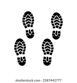 Pair of footprint running shoes silhouette icon vector flat illustration design on white background.