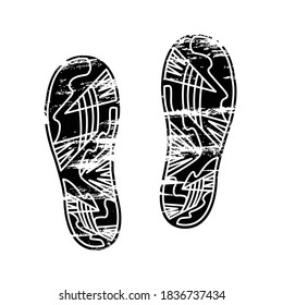 Pair footprints human shoes silhouette. Shoe soles print. Vector footstep icon, isolated footstamp on white background