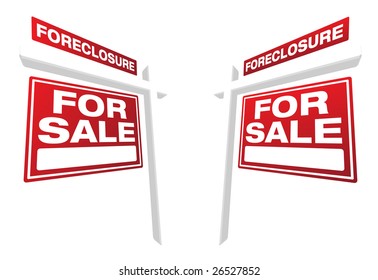 Pair of Foreclosure For Sale Real Estate Signs In Perspective. Please see my variations on this theme - more vector Real Estate signs.
