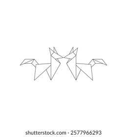 Pair Fox Polygonal Lines, can use for Logo, Pictogram, Cute Animal Figure, Website, Apps, Pictogram, or Graphic Design Element. Vector Illustration