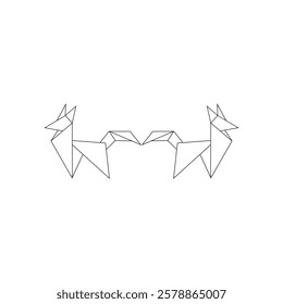 Pair Fox Polygonal Lines, can use for Logo, Pictogram, Cute Animal Figure, Website, Apps, Pictogram, or Graphic Design Element. Vector Illustration