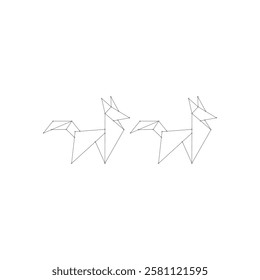 Pair Fox Polygonal Lines, can use for Logo, Pictogram, Cute Animal Figure, Website, Apps, Pictogram, or Graphic Design Element. Vector Illustration