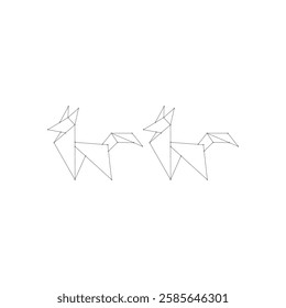 Pair Fox Polygonal Lines, can use for Logo, Pictogram, Cute Animal Figure, Website, Apps, Pictogram, or Graphic Design Element. Vector Illustration