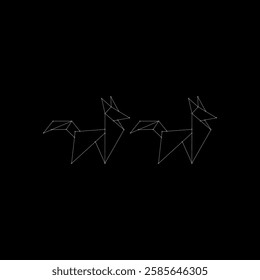 Pair Fox Polygonal Lines, can use for Logo, Pictogram, Cute Animal Figure, Website, Apps, Pictogram, or Graphic Design Element. Vector Illustration