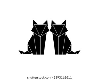 Pair of the Fox Polygonal Lines Illustration, kann für Logo Gram, Art Illustration, Website, Piktogramm, Apps oder für Design Element. Vektorgrafik