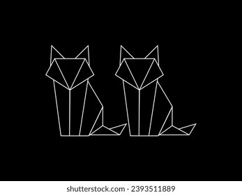 Pareja de la Ilustración de Líneas Poligonales de Fox, puede utilizarse para el Gram de Logotipos, Ilustración de Arte, Sitio Web, Pictograma, Aplicaciones o para Elemento de Diseño. Ilustración vectorial