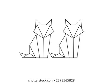 Pair of the Fox Polygonal Lines Illustration, kann für Logo Gram, Art Illustration, Website, Piktogramm, Apps oder für Design Element. Vektorgrafik