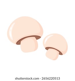 Pair of fresh young champignons isolated on white background
