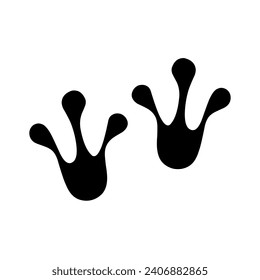 A pair of frog footprints on a white background. The front legs of the frog are black. Great for logos and posters.