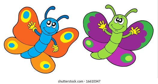 Pair of funny butterflies - vector illustration.