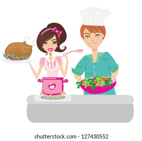  Pair of funny cooks on white