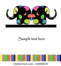 A pair of funny-colored elephants