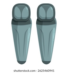 Pair of futuristic metallic exoskeleton legs standing upright